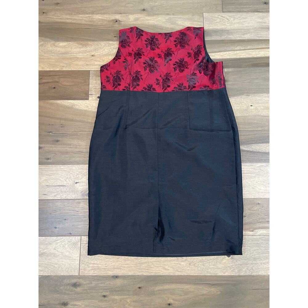 Le Bos Suit Set Size 24W Red Black Floral Blazer and Dress Matte Satin Lined - Picture 4 of 13
